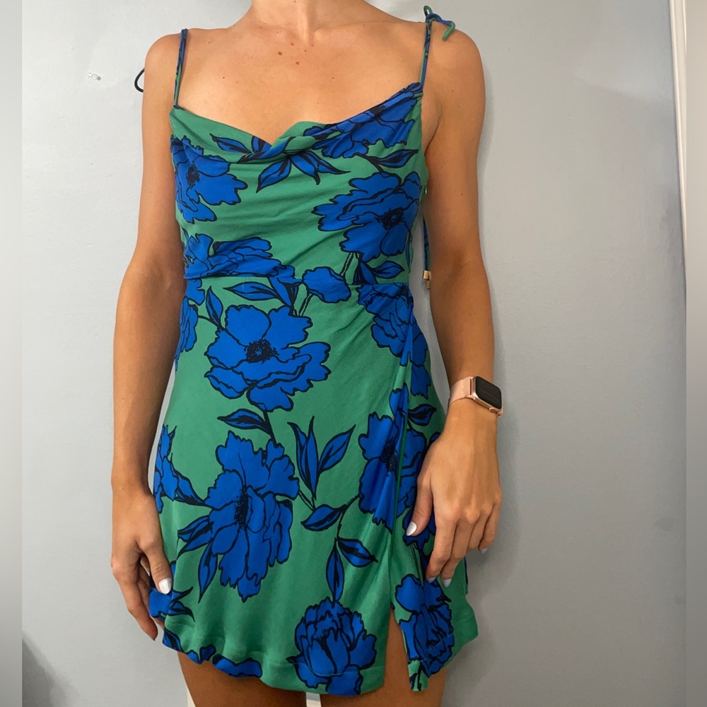 Green and blue floral dress by olivacious. Size small. Never worn